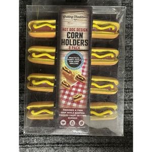 GRILLING TRADITIONS HOT DOG DESIGN CORNHOLDERS 8PK NEW